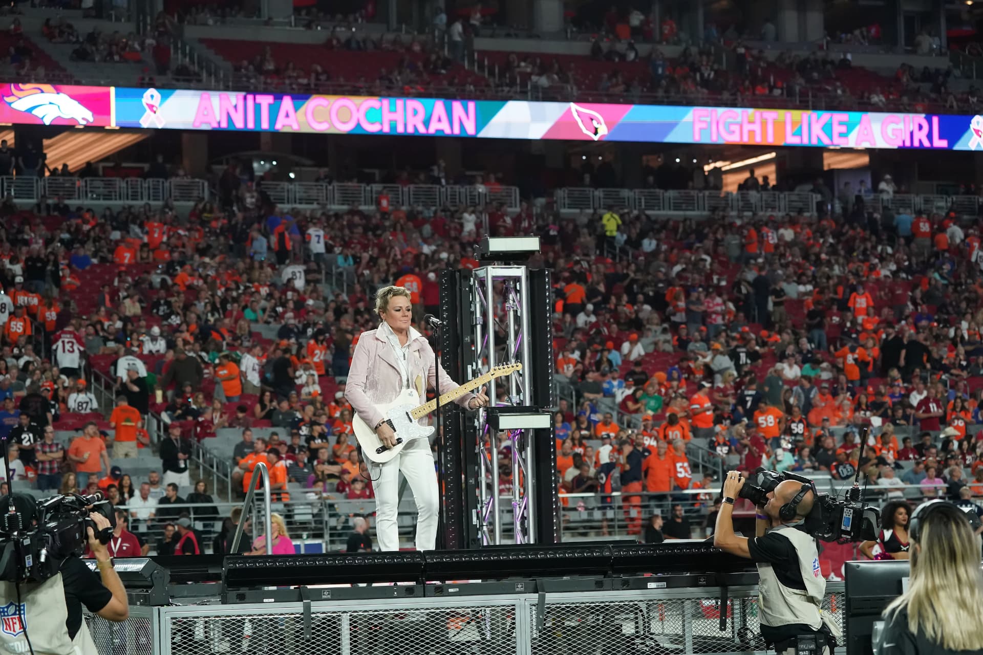 Anita Cochran performing Fight Like A Girl at the NFL Thursday Night Football halftime show